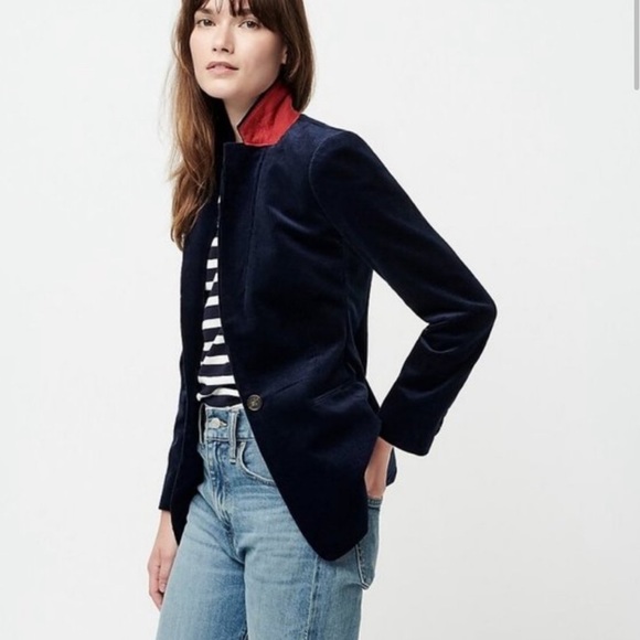 NWT J. CREW Park Corduroy Blazer Navy Blue 10P Petite